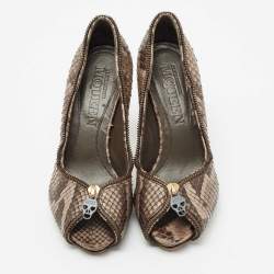 Alexander McQueen Brown Python Leather Pumps Size 36