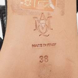 Pre Owned Alexander McQueen Black Micro Studded Leather Cage Flat Sandals Size 38