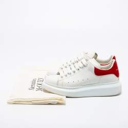 Pre Owned Alexander McQueen White/Red Leather Oversized Low Top Sneakers Size 36