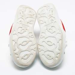 Pre Owned Alexander McQueen White/Red Leather Oversized Low Top Sneakers Size 36