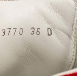 Pre Owned Alexander McQueen White/Red Leather Oversized Low Top Sneakers Size 36