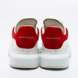 Pre Owned Alexander McQueen White/Red Leather Oversized Low Top Sneakers Size 36