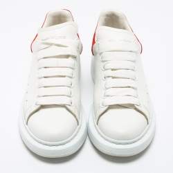 Pre Owned Alexander McQueen White/Red Leather Oversized Low Top Sneakers Size 36