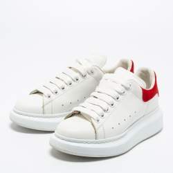Pre Owned Alexander McQueen White/Red Leather Oversized Low Top Sneakers Size 36