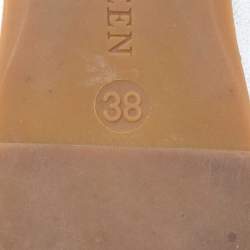 Pre Owned Alexander McQueen Silver Leather Skull City Ballet Flats Size 38