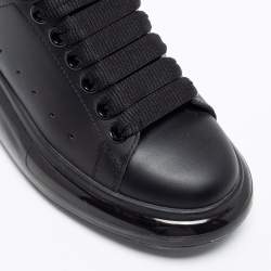 Pre Owned Alexander McQueen Black Leather Oversized Low-Top Sneakers Size 35