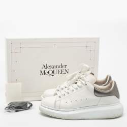 Pre Owned Alexander McQueen Metallic/White Leather Oversized Sneakers Size 39