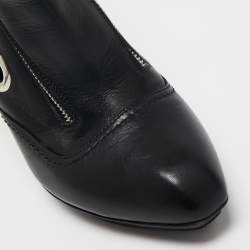 Pre Owned Alexander McQueen Black Leather Eyelet Detail Ankle Boots Size 40 