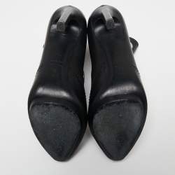 Pre Owned Alexander McQueen Black Leather Eyelet Detail Ankle Boots Size 40 