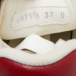 Pre Owned Alexander McQueen Navy Blue/Red Fabric, Leather and Suede Sprint Runner Low-Top Sneakers Size 37