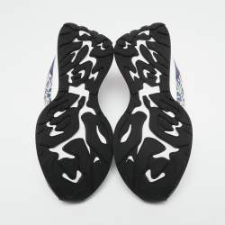 Pre Owned Alexander McQueen Navy Blue/Red Fabric, Leather and Suede Sprint Runner Low-Top Sneakers Size 37