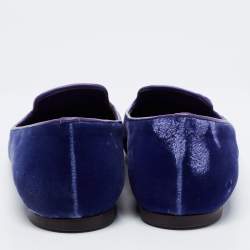 Pre Owned Alexander McQueen Purple/Blue Velvet Smoking Slippers Size 37