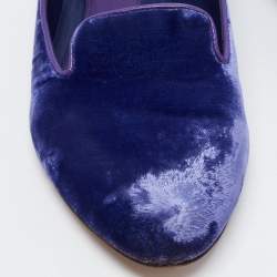 Pre Owned Alexander McQueen Purple/Blue Velvet Smoking Slippers Size 37