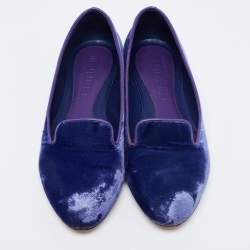 Pre Owned Alexander McQueen Purple/Blue Velvet Smoking Slippers Size 37