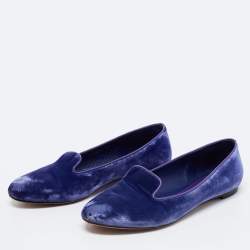 Pre Owned Alexander McQueen Purple/Blue Velvet Smoking Slippers Size 37
