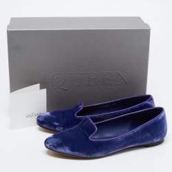 Pre Owned Alexander McQueen Purple/Blue Velvet Smoking Slippers Size 37