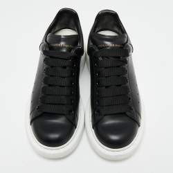 Pre Owned Alexander McQueen Black Leather Oversized Low-Top Sneakers Size 36