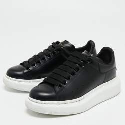 Pre Owned Alexander McQueen Black Leather Oversized Low-Top Sneakers Size 36