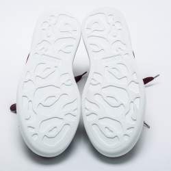 Pre Owned Alexander McQueen Burgundy Velvet And Snakeskin Oversized Low Top Sneakers Size 39.5