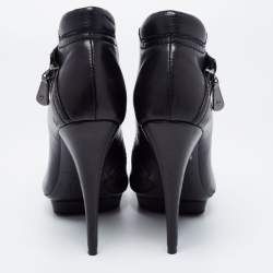 Pre Owned Alexander McQueen Black Leather Zipper Detail Ankle Booties Size 38