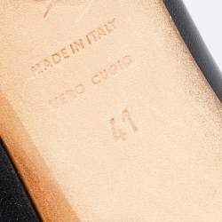 Pre Owned Alexander McQueen Black Leather Brogue Trim Cut Out Platform Peep Toe Pumps Size 41