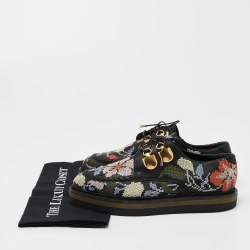 Pre Owned Alexander McQueen Multicolor Embroidered Leather Lace Up Derby Sneakers Size 39