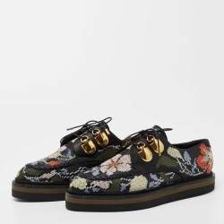 Pre Owned Alexander McQueen Multicolor Embroidered Leather Lace Up Derby Sneakers Size 39