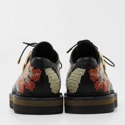 Pre Owned Alexander McQueen Multicolor Embroidered Leather Lace Up Derby Sneakers Size 39