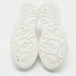 Pre Owned Alexander McQueen White/Pink Leather and Suede Oversized Sneakers Size 37