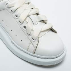 Pre Owned Alexander McQueen White Leather Lace Up Sneakers Size 36.5