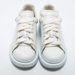 Pre Owned Alexander McQueen White Leather Lace Up Sneakers Size 36.5
