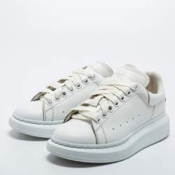 Pre Owned Alexander McQueen White Leather Lace Up Sneakers Size 36.5