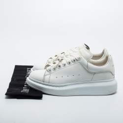 Pre Owned Alexander McQueen White Leather Lace Up Sneakers Size 36.5