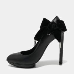 Pre Owned Alexander McQueen Black Leather Platform Pumps Size 36