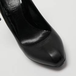 Pre Owned Alexander McQueen Black Leather Platform Pumps Size 36