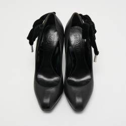 Pre Owned Alexander McQueen Black Leather Platform Pumps Size 36