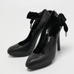 Pre Owned Alexander McQueen Black Leather Platform Pumps Size 36