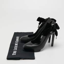 Pre Owned Alexander McQueen Black Leather Platform Pumps Size 36