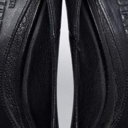 Pre Owned Alexander McQueen Black Leather  Skull Pumps Size 38
