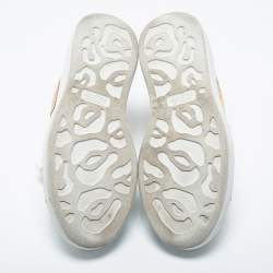 Pre Owned Alexander McQueen White/Gold Leather Oversized Sneakers Size 37