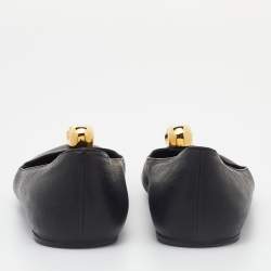 Pre Owned Alexander McQueen Black Leather Skull City Ballet Flats Size 36.5