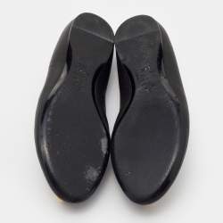 Pre Owned Alexander McQueen Black Leather Skull City Ballet Flats Size 36.5