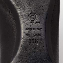 Pre Owned Alexander McQueen Black Leather Skull City Ballet Flats Size 36.5