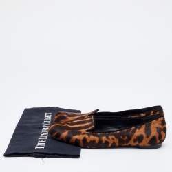 Pre Owned Alexander McQueen Brown Leopard Print Calf Hair Smoking Slippers Size 37