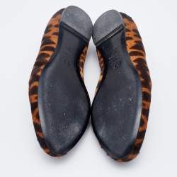 Pre Owned Alexander McQueen Brown Leopard Print Calf Hair Smoking Slippers Size 37