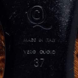 Pre Owned Alexander McQueen Brown Leopard Print Calf Hair Smoking Slippers Size 37