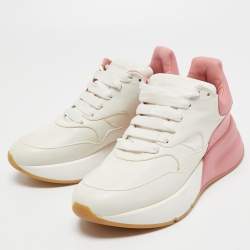 Pre Owned Alexander Mcqueen White/ Pink Leather Oversized Sneakers Size 39
