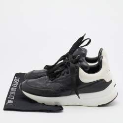 Pre Owned Alexander McQueen Black Leather Runner Sneakers Size 40.5