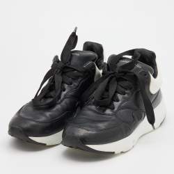 Pre Owned Alexander McQueen Black Leather Runner Sneakers Size 40.5