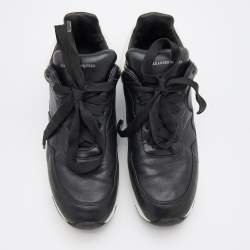 Pre Owned Alexander McQueen Black Leather Runner Sneakers Size 40.5